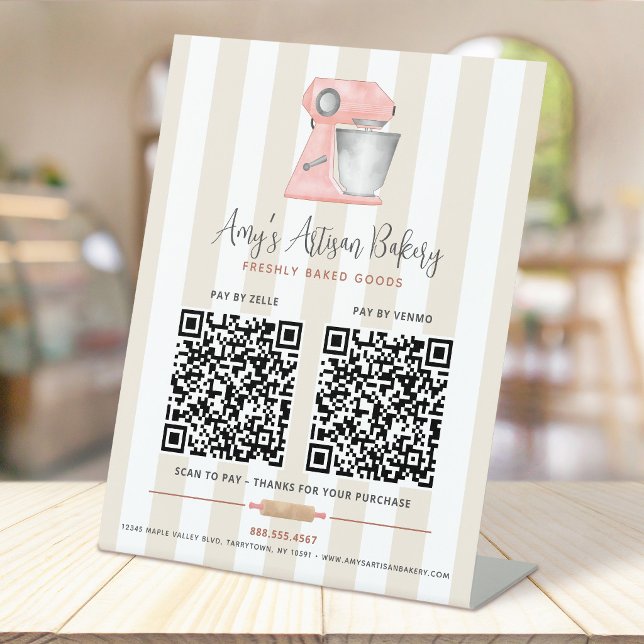 Signe De Table Mélangeur de boulangerie pêche 2 code QR rayure be (Créateur téléchargé)