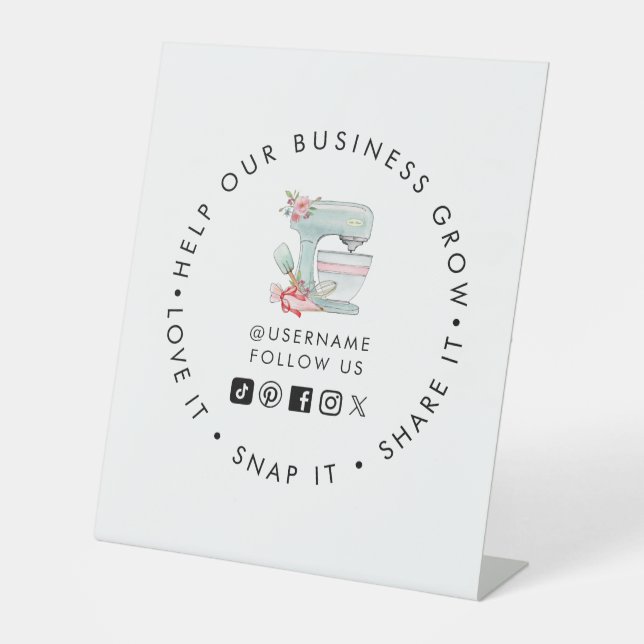 Signe De Table Mélangeur de gâteaux Boulangerie Les médias sociau (Recto)