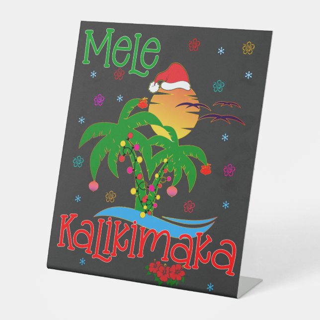 Signe De Table Mele Kalikimaka Hawaiian Joyeux Noël Aloha (Recto)