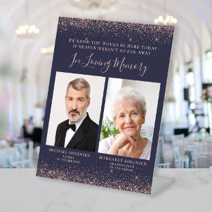 Signe De Table Mémoire Affectueuse 2 Photo Rose Gold Bleu Foncé M