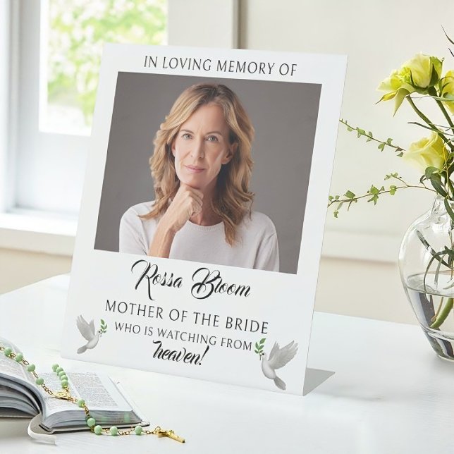 Signe De Table Mémoire d'amour Mariage réservé (In Loving Memory Wedding Reserved Memorial Pedestal Sign)