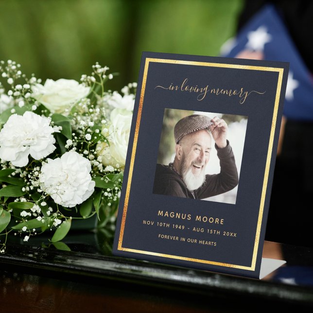 Signe De Table Mémorial de la photo en or bleu (Créateur téléchargé)