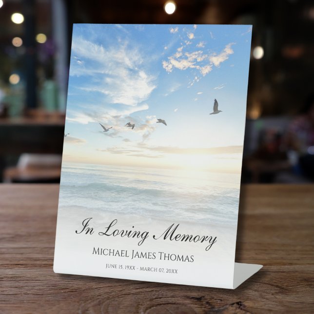 Signe De Table Mémorial de l'océan ou hommage aux funérailles (Beach Funeral Memorial Sign)