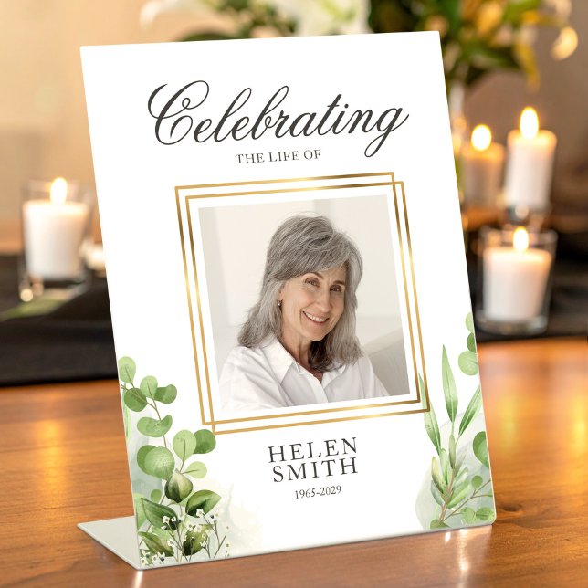 Signe De Table Mémorial de maman Verdure Photo Souvenir de funéra (Memory Greenery Photo Loss of Mom Gift Pedestal Sign, Loss of Mother)
