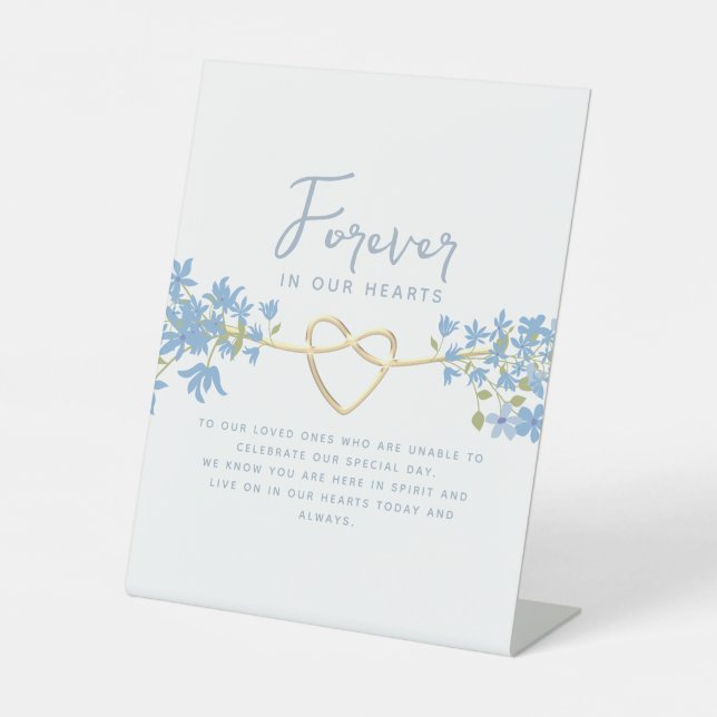 Signe De Table Mémorial de mariage bleu poussiéreux (Recto)