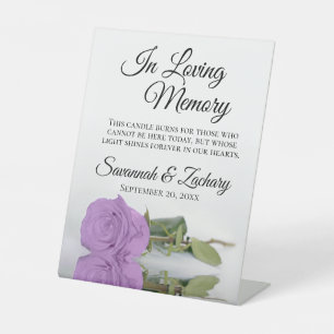 Signe De Table Mémorial du Mariage de mémoire d'amour Rose violet