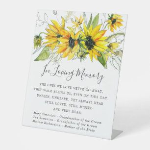 Signe De Table Mémorial du Mariage de tournesol jaune rustique