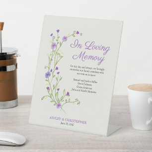 Signe De Table Mémorial du Mariage Fleur sauvage pourpre