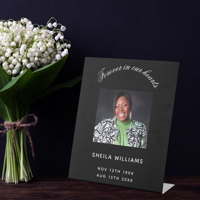 Signe De Table Mémorial funéraire photo en noir blanc (Créateur téléchargé)