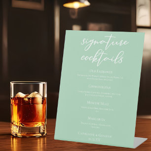 Signe De Table Menthe Green White Mariage Signature Cocktails Men