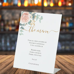 Signe De Table Menu à eucalyptus rose pâle Boissons