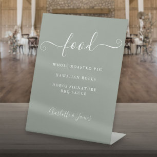 Signe De Table Menu alimentaire à écriture signature vert sauge