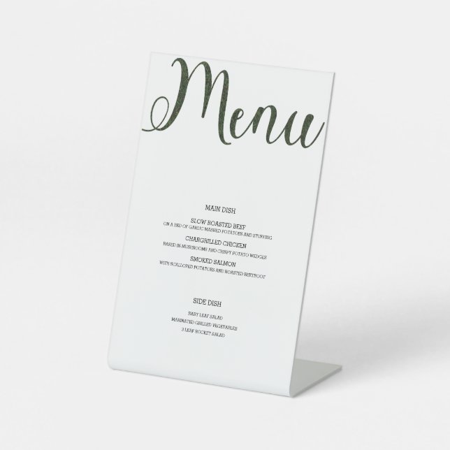 Signe De Table Menu Alimentation Herbe artificielle (Recto)