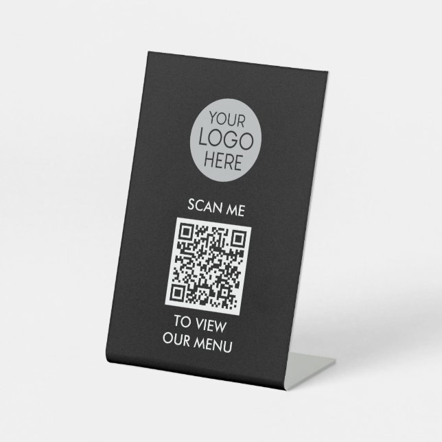 Signe De Table Menu Analyser le code QR pour afficher | Logo d'en (Recto)