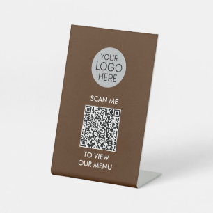 Signe De Table Menu Analyser le code QR pour afficher Logo d'en