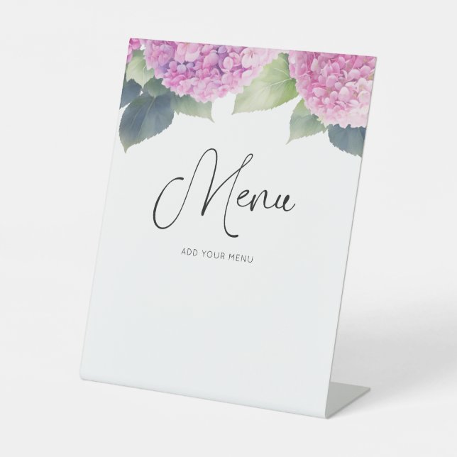 Signe De Table Menu Baby shower Fleurs d'Hydrangea (Recto)