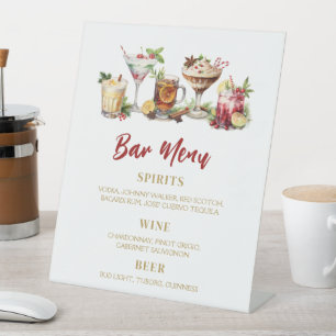 Signe De Table MENU BAR de Noël enseigne cocktails de vacances