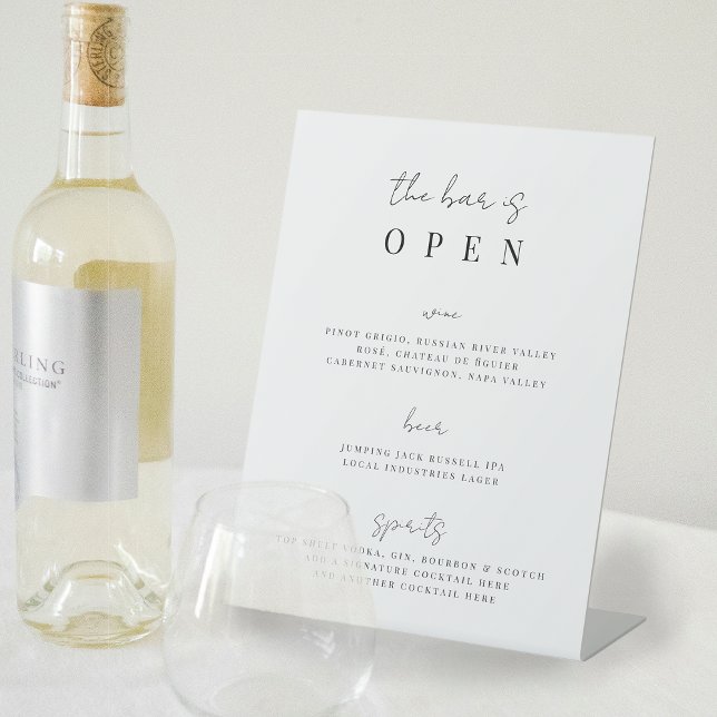 Signe De Table Menu Barre Mariage de script minimal (Créateur téléchargé)