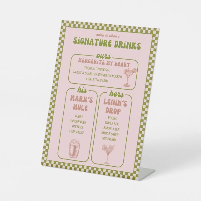 Signe De Table Menu Barre Rétro (Recto)