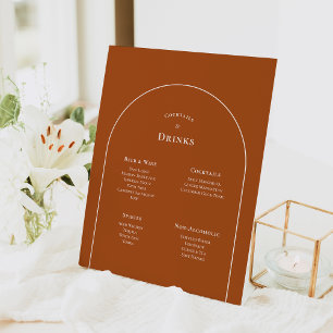 Signe De Table Menu Boho Arch Terracotta Mariage Boissons Simple