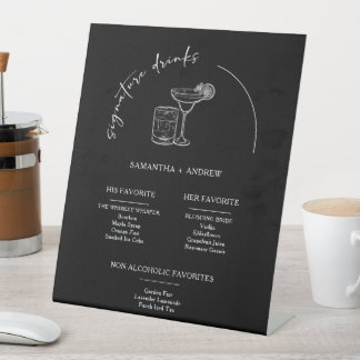 Signe De Table Menu boisson noire moderne