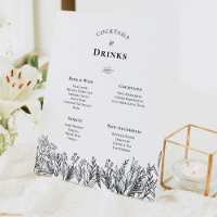 Menu Boissons Mariage blanc et noir