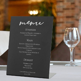 Signe De Table Menu chic de mariage noir et blanc pour dîner