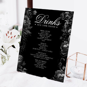 Signe De Table Menu classique Mariage noir gothique