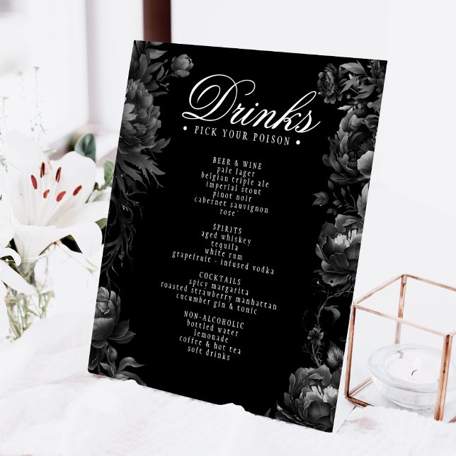 Signe De Table Menu classique Mariage noir gothique (Créateur téléchargé)