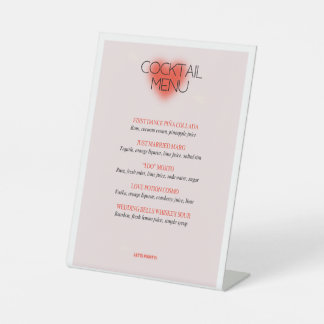 Signe De Table Menu Cocktail classique Mariage rose