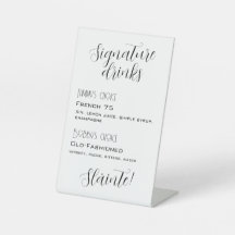 Menu Cocktail de mariage personnalisé