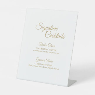 Signe De Table Menu Cocktail Simple Gold Calligraphy