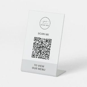 Signe De Table Menu Code QR Logo Contactless Moderne Pedestal S