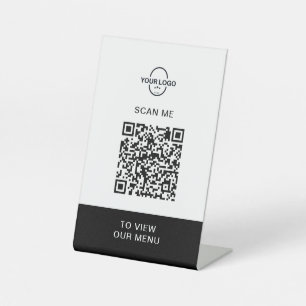 Signe De Table Menu Code QR Logo Contactless Moderne Pedestal S