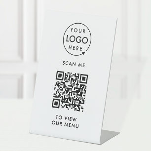 Signe De Table Menu Code QR   Logo moderne sans contact