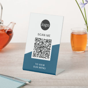 Signe De Table Menu Code QR   Logo moderne sans contact