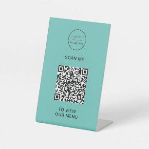 Signe De Table Menu Code QR   Logo Sans Contact Moderne sur Pied 