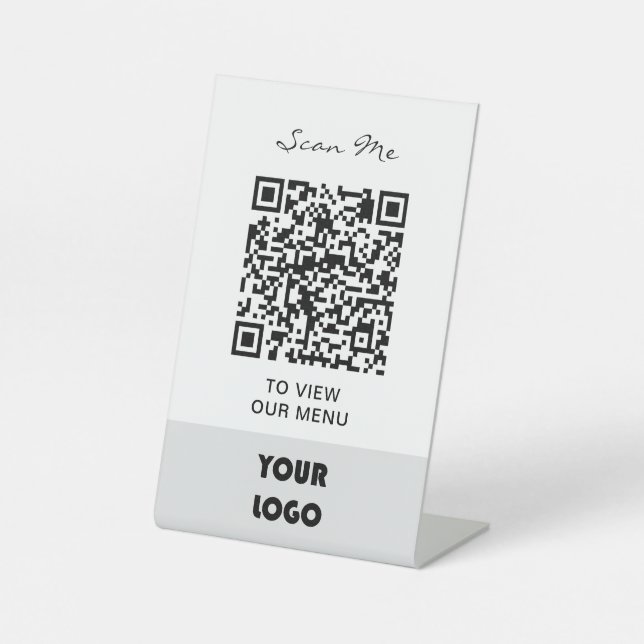 Signe De Table Menu Code QR | Logo sans contact simple (Recto)