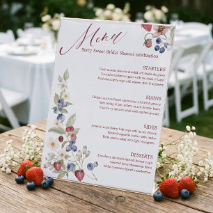 Signe De Table Menu de Baby Shower Berry Sweet Floral aux Baies S