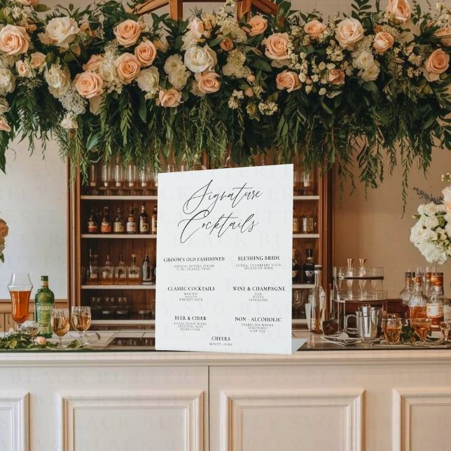 Signe De Table Menu de bar de boissons signatures de mariage modi (Wedding Bar Sign)