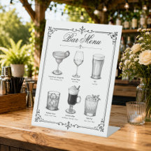 Menu de bar de cocktail de calligraphie classique