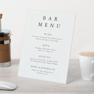 Signe De Table Menu de Bar de Mariage à Typographie Élégante Simp