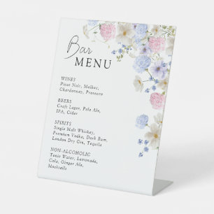 Signe De Table Menu de bar de mariage aux fleurs sauvages violett