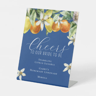 Signe De Table Menu de bar de mariage bohème aquarelle Citrus Ble