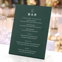 Menu de bar de mariage classique chic minimaliste