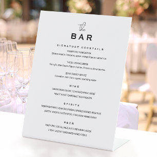 Signe De Table Menu de bar de mariage classique chic minimaliste 