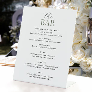 Signe De Table Menu de bar de mariage élégant Chic Minimaliste Ve