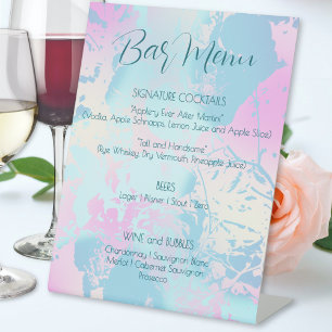 Signe De Table Menu de bar de mariage pastel abstrait moderne