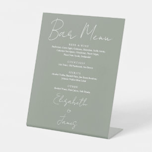 Signe De Table Menu de bar minimaliste vert sauge en script