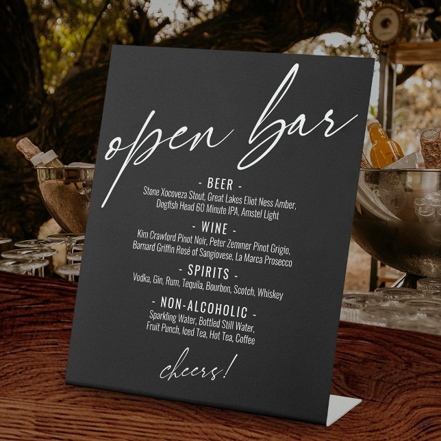 Signe De Table Menu de bar ouvert contemporain écriture manuscrit (Créateur téléchargé)